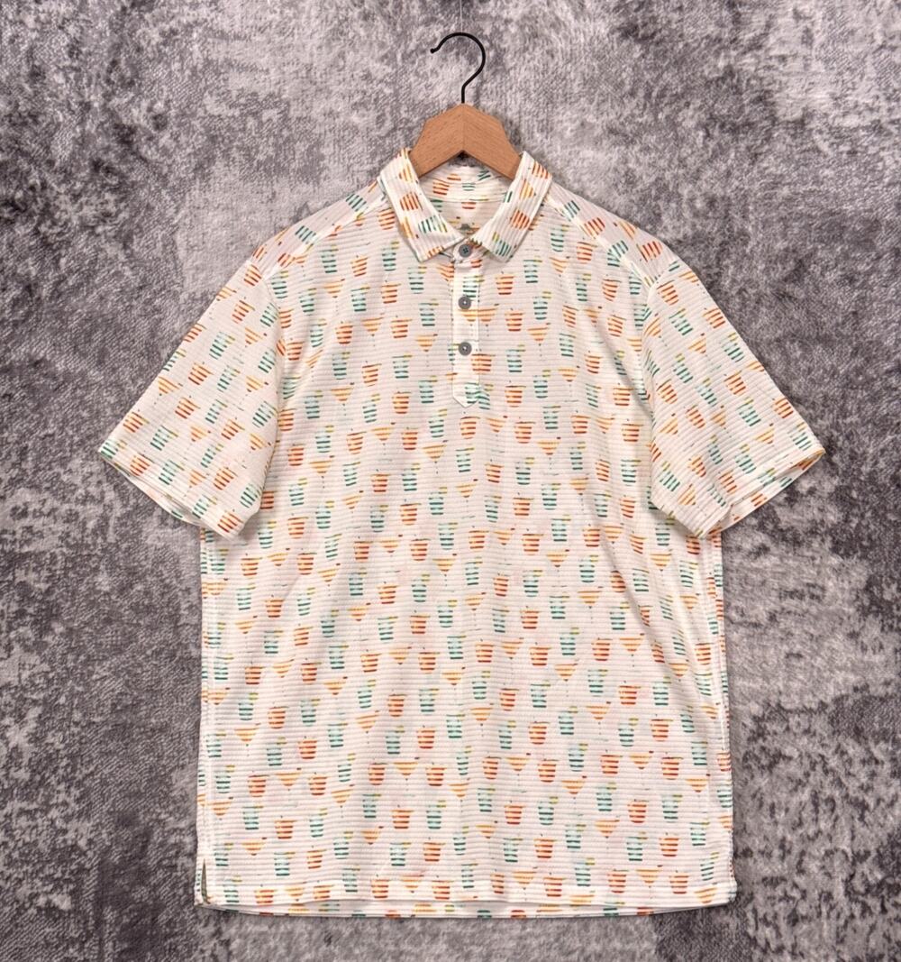 Tommy Bahama Shirt Small Mens Costa Wave Seersipper IslandZone Cocktail Print